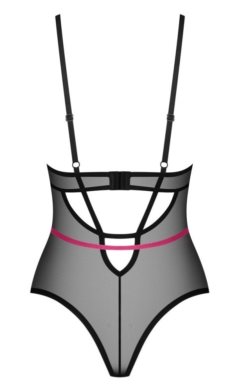 Obsessive Novenes Body XL/2XL czarne połprzezroczyste z rożowymi paskami Obsessive Obsessive Novenes Body XL/2XL czarne połprzezroczyste z rożowymi paskami Obsessive