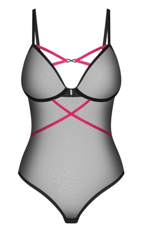Obsessive Novenes M/L Body połprzezroczyste czarne z rożowymi paskami Obsessive Obsessive Novenes M/L Body połprzezroczyste czarne z rożowymi paskami Obsessive