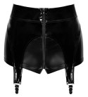 Noir Handmade XL - Matowe majtki z wysokim stanem, szelki do pończoch, czarne Noir