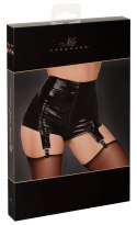 Noir Handmade XL - Matowe majtki z wysokim stanem, szelki do pończoch, czarne Noir