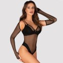 Obsessive Nesari XL/2XL Długie Czarne Rękawiczki z Siateczki Obsessive
