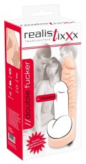 Realistixxx Double Fucker - Nakładka intymna z wibracjami 18 cm, naturalny kolor Realistixxx