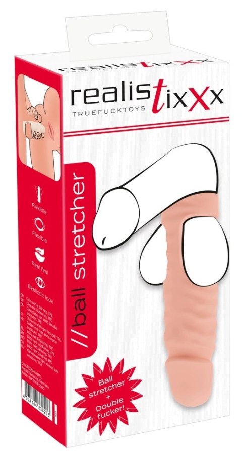 Realistixxx Model Ball Stretcher z Nakładką Intymną 14,8 cm TPE Realistixxx