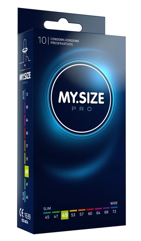 MY.SIZE PRO 49 mm 10 szt. ultracienkie prezerwatywy Vytex, hypoalergiczne My.Size Pro
