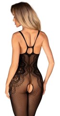 Obsessive G335 Bodystocking siateczkowy czarny S-L bez części dolnej Obsessive