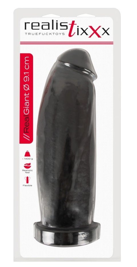 Realistixxx Real Giant XXL 29,8 cm - model anatomiczny czarny PVC Realistixxx