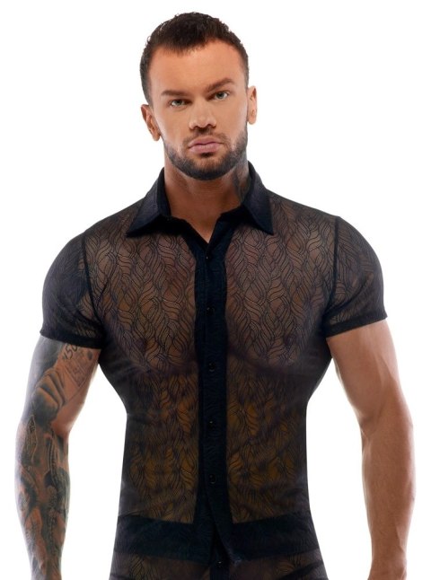Svenjoyment Koszulka Męska Koronkowa Czarna 2XL z Kołnierzykiem Svenjoyment Svenjoyment Koszulka Męska Koronkowa Czarna 2XL z Kołnierzykiem Svenjoyment
