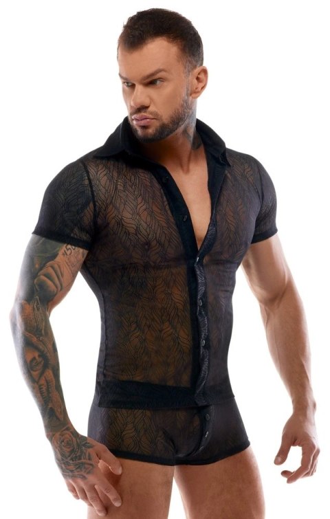 Svenjoyment Koszulka Męska Koronkowa Czarna 2XL z Kołnierzykiem Svenjoyment Svenjoyment Koszulka Męska Koronkowa Czarna 2XL z Kołnierzykiem Svenjoyment