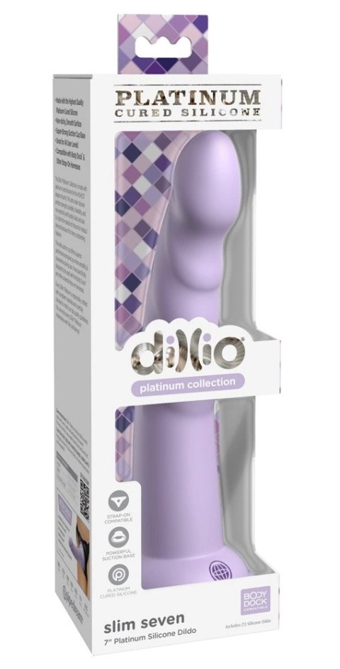 Dillio Platinum Slim Seven 19,7 cm fioletowy - model z rowkami i mocną bazą Dillio Platinum