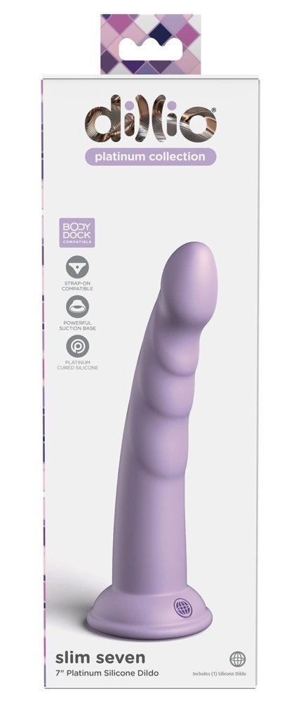 Dillio Platinum Slim Seven 19,7 cm fioletowy - model z rowkami i mocną bazą Dillio Platinum Dillio Platinum Slim Seven 19,7 cm fioletowy - model z rowkami i mocną bazą Dillio Platinum