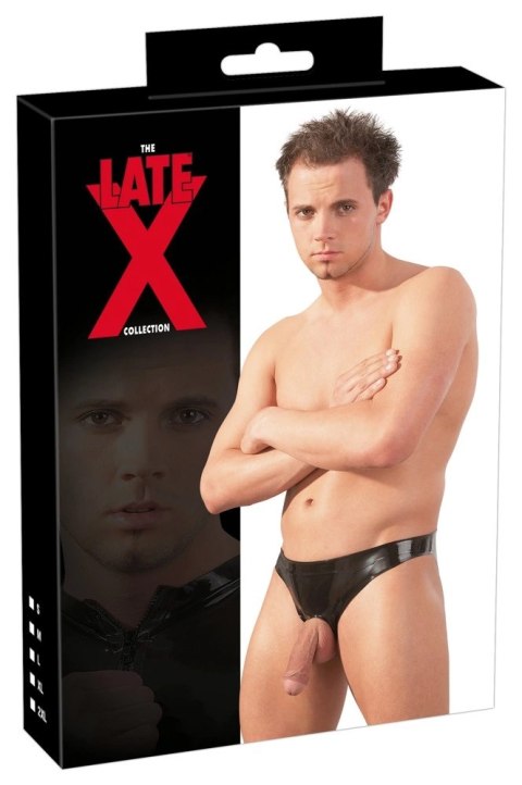 Late X Czarny model S-L - lateksowe majtki z anatomicznym otworem Late X