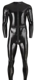 LateX Męski Kombinezon Lateksowy XL Czarny z 3-kierunkowym zamkiem Late X