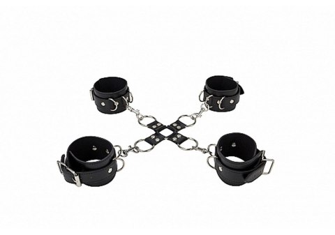 Leather Hand And Legcuffs - Black Leather Hand And Legcuffs - Black