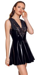 Black Level Sukienka Winylowa z Koronką XL Czarna Powłoka PU Black Level Black Level Sukienka Winylowa z Koronką XL Czarna Powłoka PU Black Level