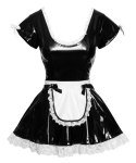 Black Level Sukienka Vinylowa Pokojowki 2XL z Koronką i Fartuszkiem Black Level
