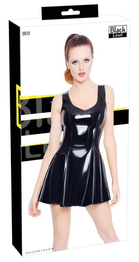 Black Level Vinylowa Sukienka Klasyczna Czarna XS z Rozkloszowaną Spodnicą Black Level Black Level Vinylowa Sukienka Klasyczna Czarna XS z Rozkloszowaną Spodnicą Black Level