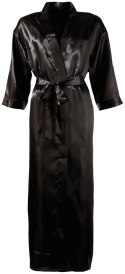 Cottelli Lingerie Długi Szlafrok Satynowy Czarny z Paskiem S/M Cottelli LINGERIE