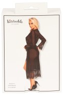 Kissable Długi Szlafrok Koronka Satynowy Pasek Czarny S/M Kissable