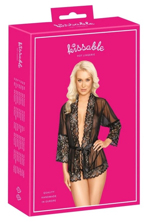 Kissable Kimono L/XL czarne - elegancki szlafrok z koronką Kissable Kissable Kimono L/XL czarne - elegancki szlafrok z koronką Kissable