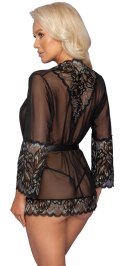 Kissable Kimono L/XL czarne - elegancki szlafrok z koronką Kissable