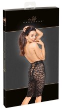Noir Handmade XL - Czarna spodnica wetlook z koronką i wiązaniem tył Noir
