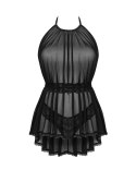 Obsessive Serafia Koszulka Nocna z Koronką + Majtki XL/2XL Czarna Obsessive