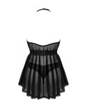 Obsessive Serafia Koszulka Nocna z Koronką + Majtki XL/2XL Czarna Obsessive