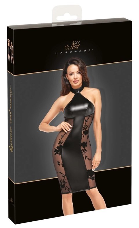 Noir Handmade Sukienka M Czarna Matowo-Błyszcząca z Aksamitnymi Wstawkami Noir