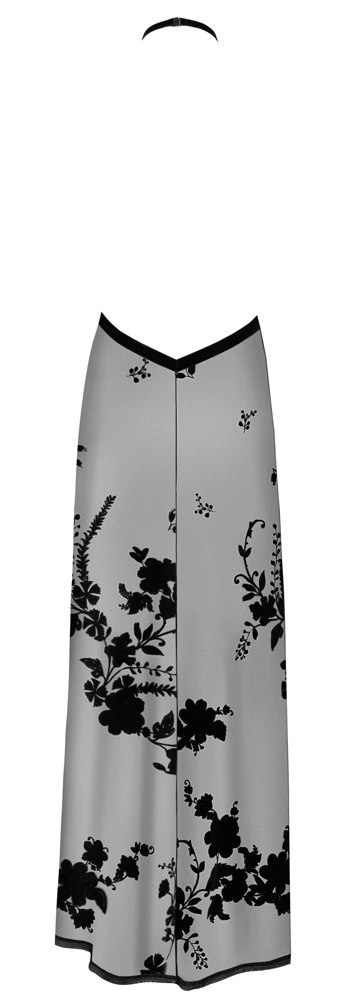Noir Sukienka Długa Prześwitująca XL Kwiatowy Flok Odkryte Ramiona Noir Noir Sukienka Długa Prześwitująca XL Kwiatowy Flok Odkryte Ramiona Noir