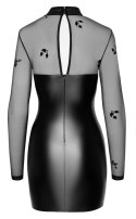 Noir Sukienka L Długi Rękaw Przezroczysty Top Czarny Wetlook Noir
