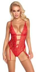 Kissable Body Czerwone Koronkowe z Paskami Do Pończoch S/M Kissable