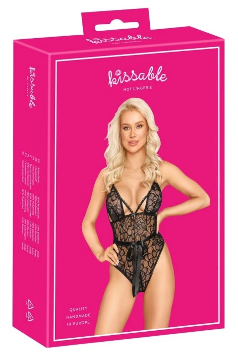 Kissable Body Koronkowe Czarne L/XL z Satynową Kokardą Eleganckie Kissable