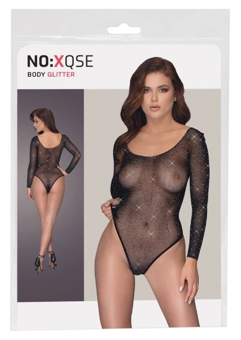 NO:XQSE Body siateczkowe z brokatowymi kamieniami S-L, długi rękaw NO:XQSE