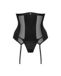 Obsessive Chic Amoria Gorset bez miseczek z paskami czarny M/L Obsessive