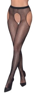 Cottelli Legwear Siateczkowe Rajstopy z Kamieniami Brokatowymi S-L Cottelli LEGWEAR