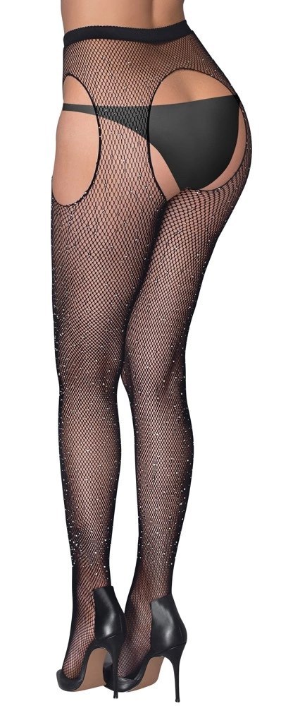 Cottelli Legwear Siateczkowe Rajstopy z Kamieniami Brokatowymi S-L Cottelli LEGWEAR Cottelli Legwear Siateczkowe Rajstopy z Kamieniami Brokatowymi S-L Cottelli LEGWEAR