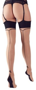 Cottelli Legwear pończochy beżowe z czarnym szwem i kokardką 20 DEN Cottelli LEGWEAR