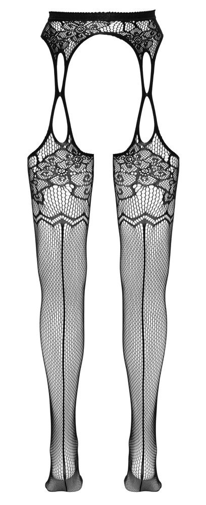 Cottelli Legwear rajstopy z paskiem kwiatowy wzor S-L czarne Cottelli LEGWEAR Cottelli Legwear rajstopy z paskiem kwiatowy wzor S-L czarne Cottelli LEGWEAR