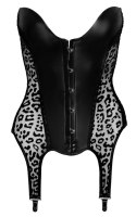 Noir Gorset Czarny XL z Panterkowym Wzorem i 6 Szelkami do Pończoch Noir