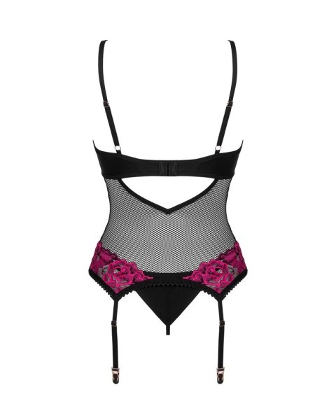 Obsessive Rosenty M/L - Koszulka z paskami do pończoch i stringi, czarna Obsessive Obsessive Rosenty M/L - Koszulka z paskami do pończoch i stringi, czarna Obsessive