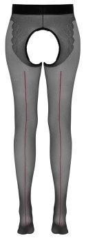 Cottelli Curves Rajstopy czarne z otwartym kroczem, czerwony szew 4 Cottelli LEGWEAR