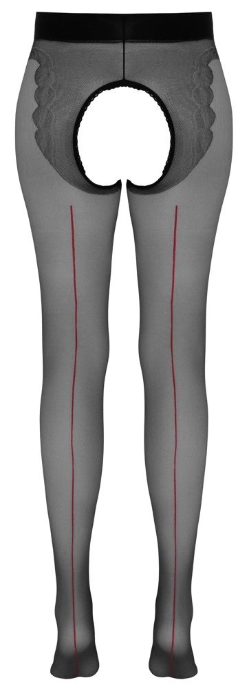 Cottelli Curves Rajstopy czarne z otwartym kroczem, czerwony szew 4 Cottelli LEGWEAR Cottelli Curves Rajstopy czarne z otwartym kroczem, czerwony szew 4 Cottelli LEGWEAR