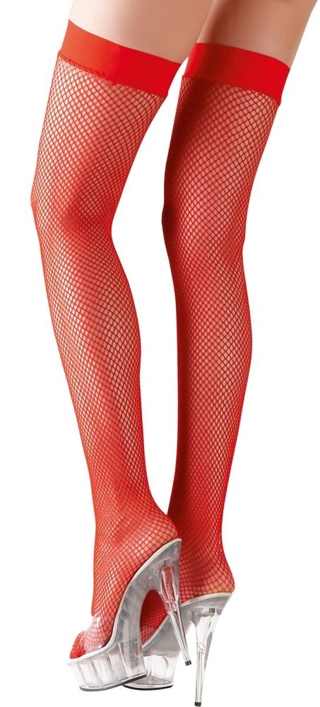 Cottelli LEGWEAR Pończochy kabaretki czerwone L z silikonową opaską Cottelli LEGWEAR Cottelli LEGWEAR Pończochy kabaretki czerwone L z silikonową opaską Cottelli LEGWEAR