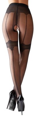 Cottelli LEGWEAR Rajstopy czarne z ozdobnymi szwami i otwartą strefą M Cottelli LEGWEAR