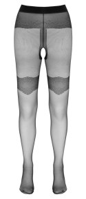 Cottelli LEGWEAR Rajstopy czarne z ozdobnymi szwami i otwartą strefą M Cottelli LEGWEAR