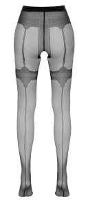 Cottelli LEGWEAR Rajstopy czarne z ozdobnymi szwami i otwartą strefą M Cottelli LEGWEAR