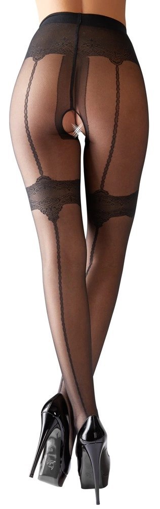 Cottelli LEGWEAR rajstopy czarne z ozdobnym szwem i otwartym kroczem, rozmiar 5 Cottelli LEGWEAR Cottelli LEGWEAR rajstopy czarne z ozdobnym szwem i otwartym kroczem, rozmiar 5 Cottelli LEGWEAR