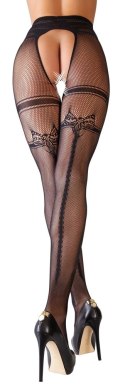 Cottelli LEGWEAR rajstopy siateczkowe z podwiązką czarne S/M Cottelli LEGWEAR