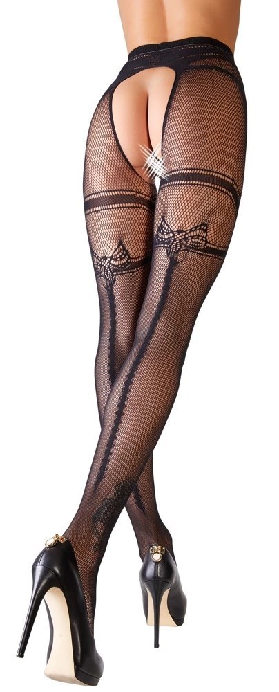Cottelli LEGWEAR rajstopy siateczkowe z podwiązką czarne S/M Cottelli LEGWEAR Cottelli LEGWEAR rajstopy siateczkowe z podwiązką czarne S/M Cottelli LEGWEAR