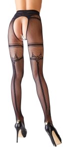 Cottelli LEGWEAR rajstopy siateczkowe z podwiązką czarne S/M Cottelli LEGWEAR
